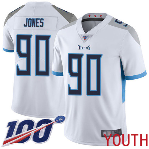 Tennessee Titans Limited White Youth DaQuan Jones Road Jersey NFL Football 90 100th Season Vapor Untouchable